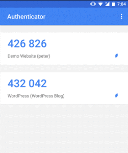 Example of an authenticator app